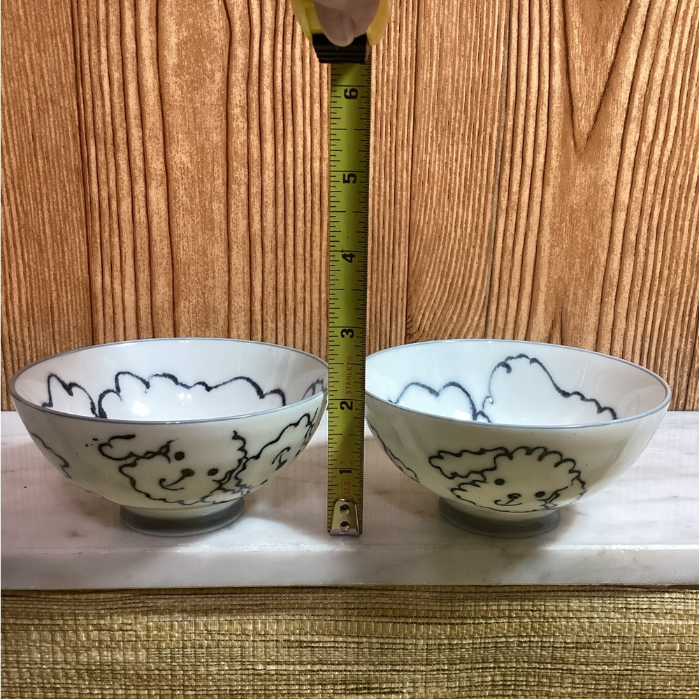 Anthropologie Dogs Days Portrait Rice Bowls with Dog Design set of 2 - Picture 2 of 6